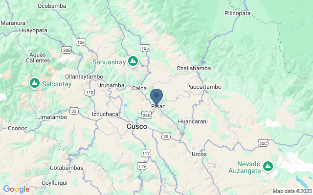 Kaart met locatie Zondagmarkt van Pisac